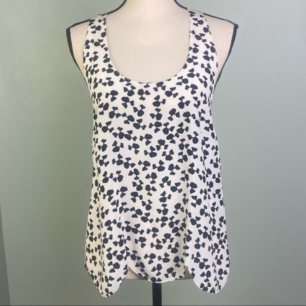 JOIE 100% Silk off-white and black lightweight tank top in size Small. EUC